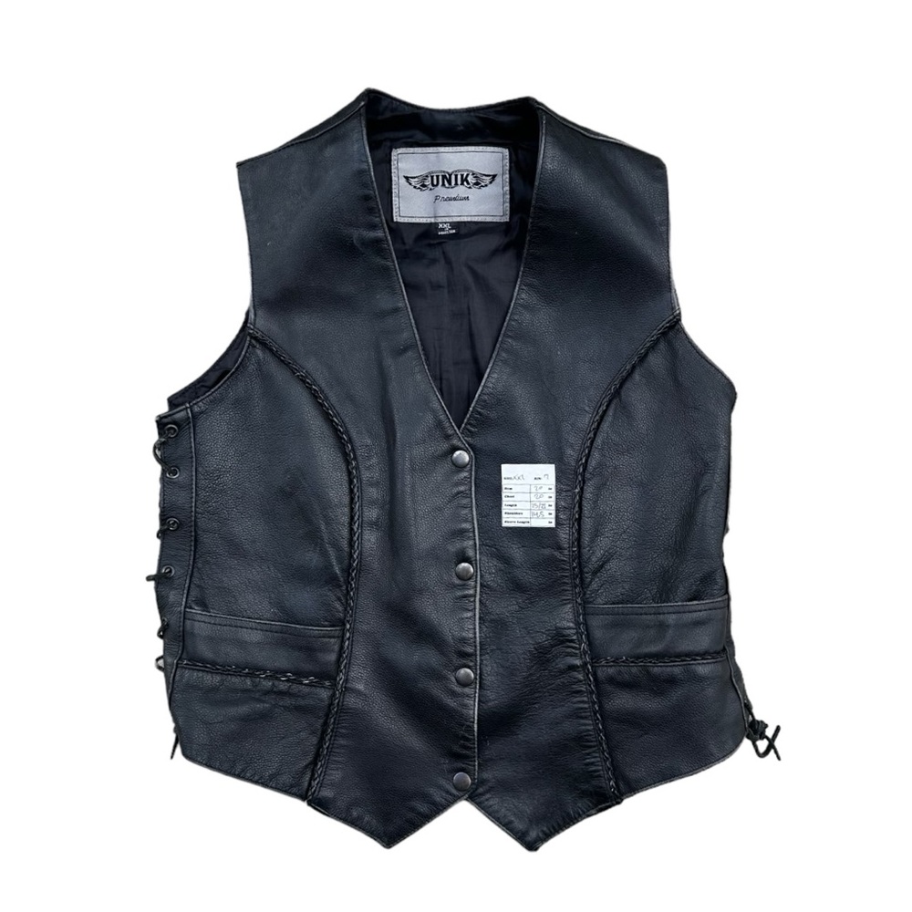Unik Leather Motorcyle Adustable Vest MENS XXL